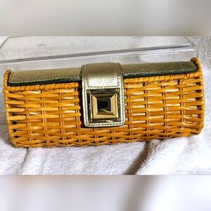 Women's MICHAEL Michael Kors unique wicker and‎ gold leather clutch